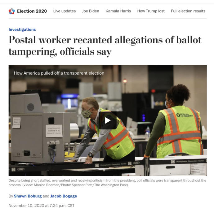 So... Trumpians bribed a postal worker?