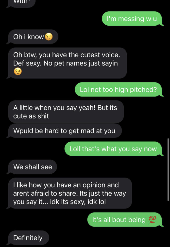 Based on these texts, does he sound like a player?