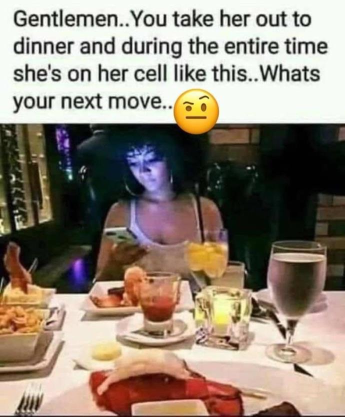 Gentlemen, what would you do if you take a girl out on a date and she stayed glued to her phone?