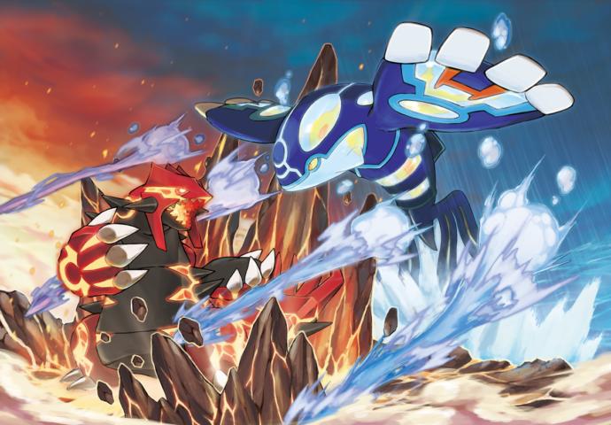 Groudon on the left, Kyorge on the right