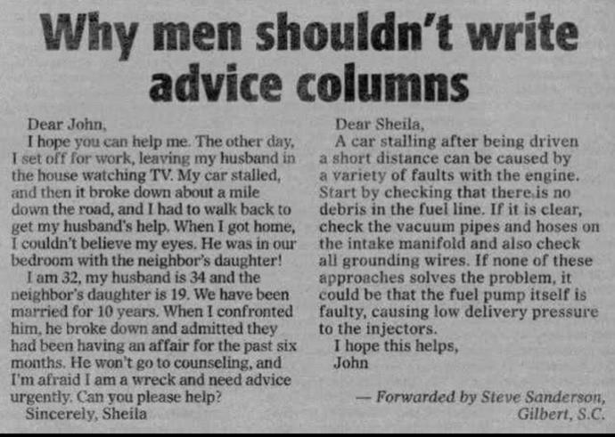 Who are better at writing advice columns?