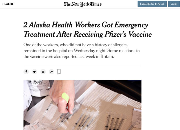 NEWSFLASH: What will Happen to the Pfizer Vaccine now that it has been Announced an Alaskan Healthcare worker was Hospitalized?