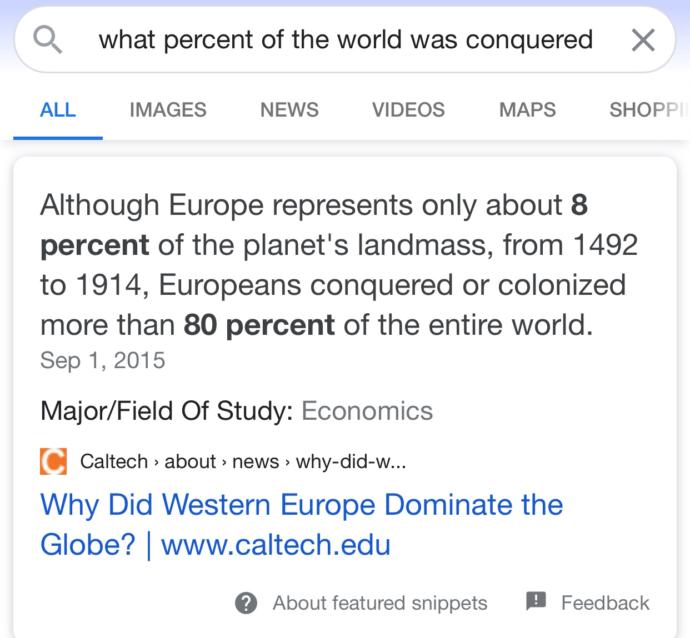 If you could prevent global colonization, would you have stopped it from happening (domination of other races and the globe)?