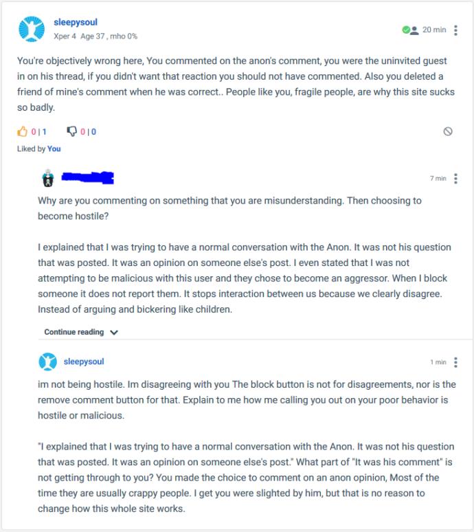 True or false, A sign of a fragile person is someone who deletes comments they disagree with?