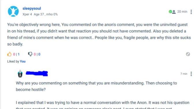True or false, A sign of a fragile person is someone who deletes comments they disagree with?