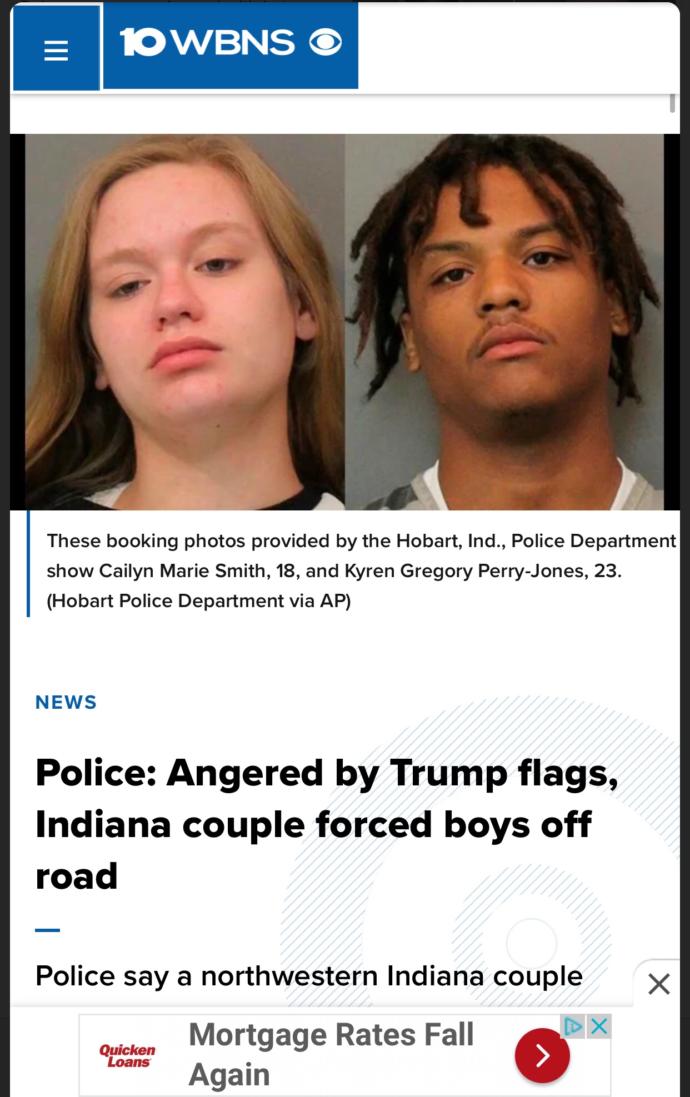 What do you think about the white and black couple that tried to run over two teenage boys holding a Trump flag?