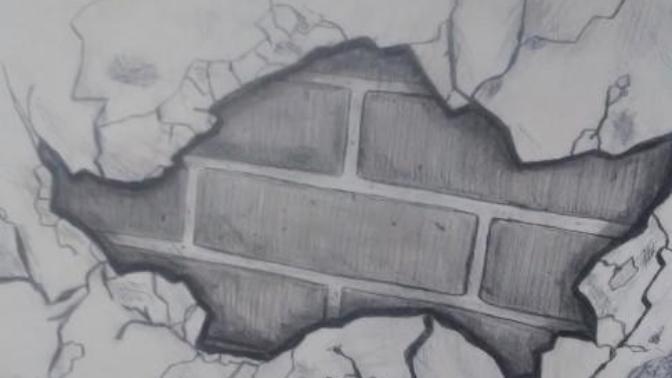 These pen and charcoal drawings are on drywall. Which one to draw for an accent wall?