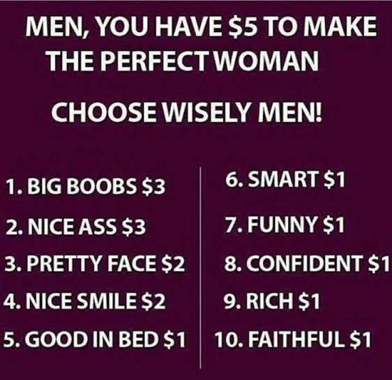 If you had 5 dollars to create your ideal partner, what would you spend it on?