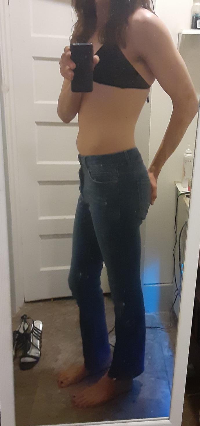 How do these Jeans look? Are high wasted for me or would low rise be better?