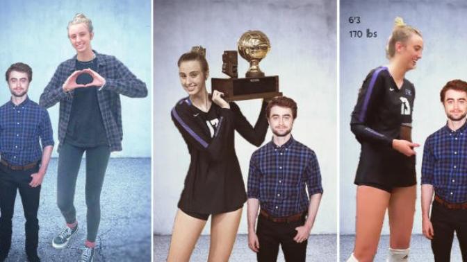 Is a very tall volleyball girl stronger than an average short guy?