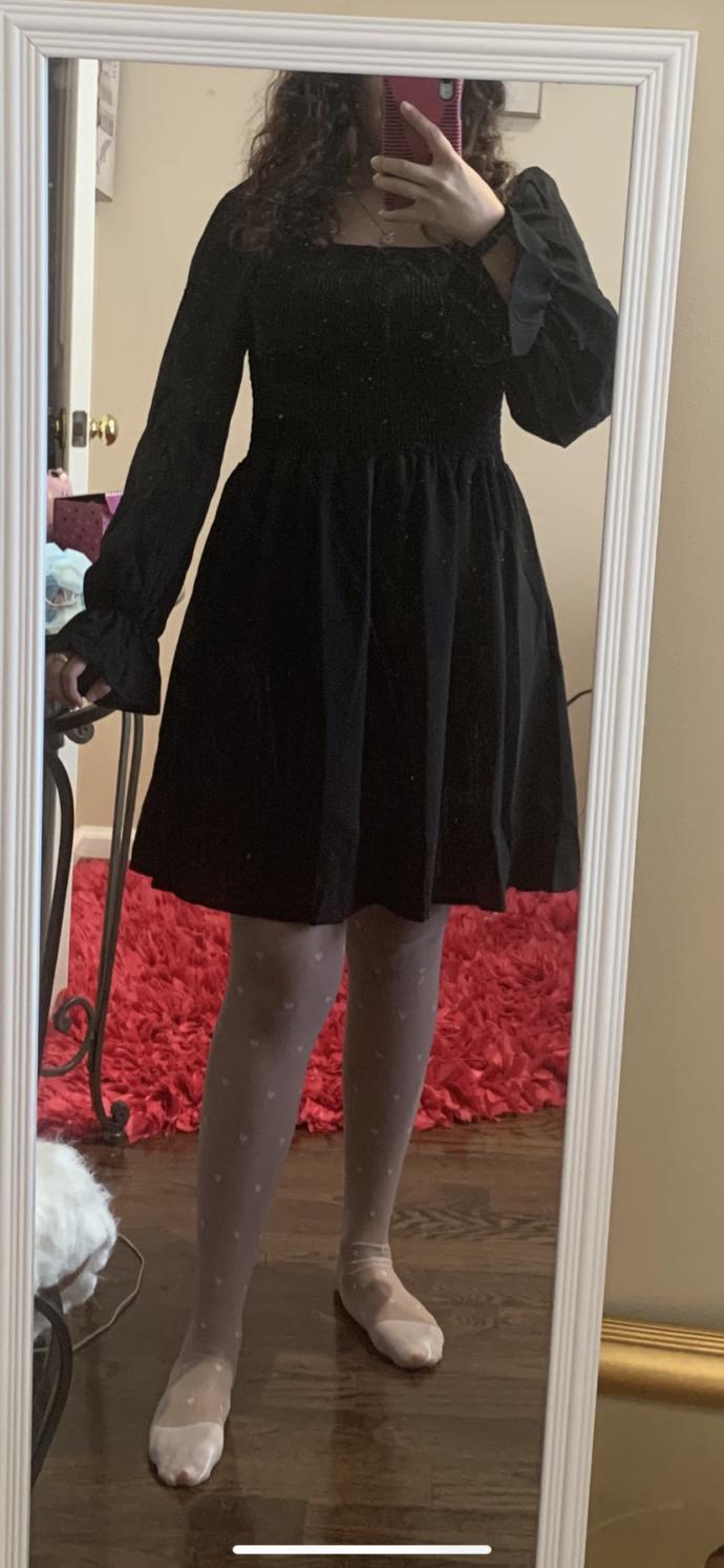 Do these white stockings look weird with this black dress?