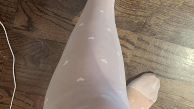 Do these white stockings look weird with this black dress?