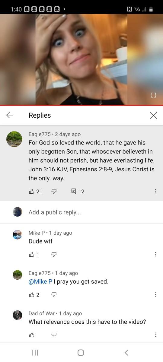 You think Christians are hypocrites? they dont think spamming they gospel on random YouTube videos doesnt consider as spam opinion?