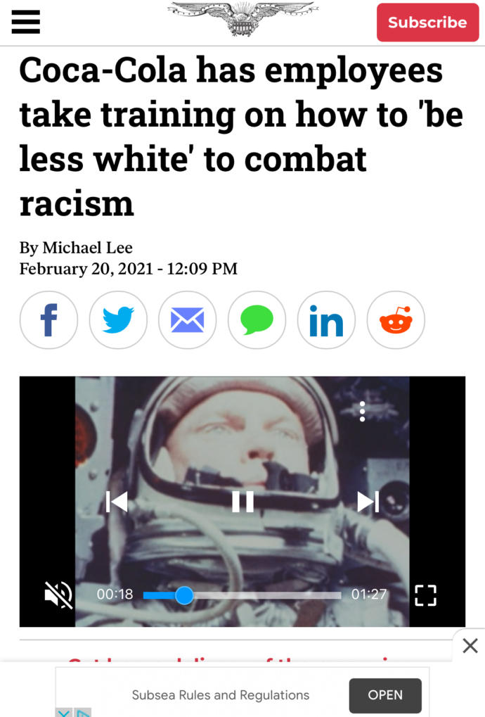 Yooooooo? What do you think about how Coca Cola and other companies implementing training to teach their white employees on how to be less white?