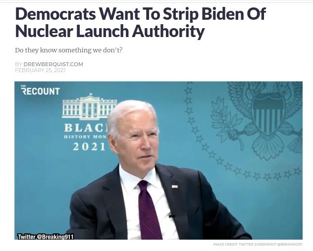 Do you agree with the Dems that want Joe to give up his sole authority to launch nuclear weapons?