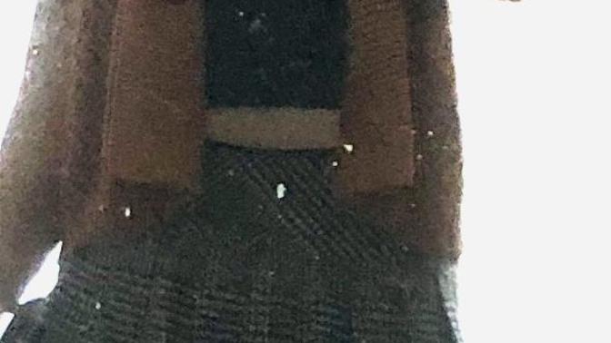 Hard to pick up color but from what you can see (burnt brown cardigan with plaid black / grey skirt black tights) clash badly or ok?