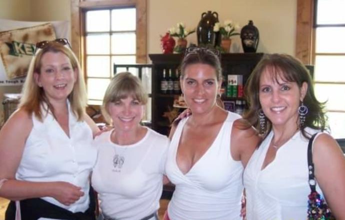 Four ladies who have all done threesomes with each other.