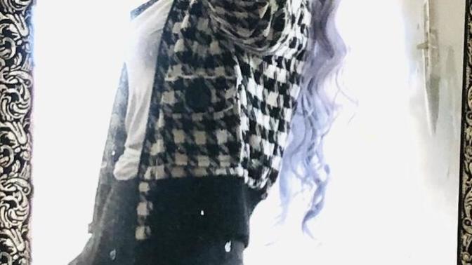 Dark grey wool sweater or Black & white checkered wool jacket ~ which goes better with charcoal skirt (equally warm) ?