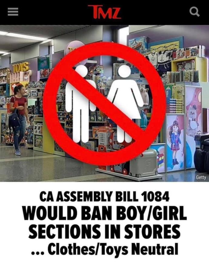California Bill Posed To Ban Boy/Girl Sections In Stores. Do You Want This Bill To Pass?