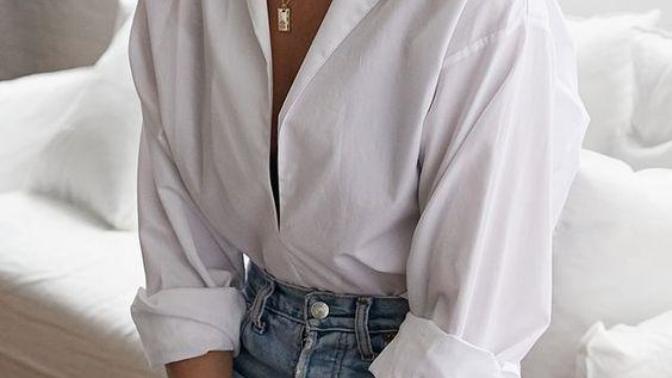 What do you think of the white button shirt style?