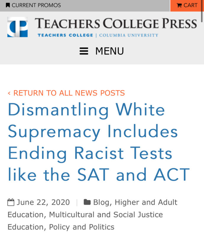 So they think the tests are racially biased and Stanford along with other schools are working on removing the SAT and ACT