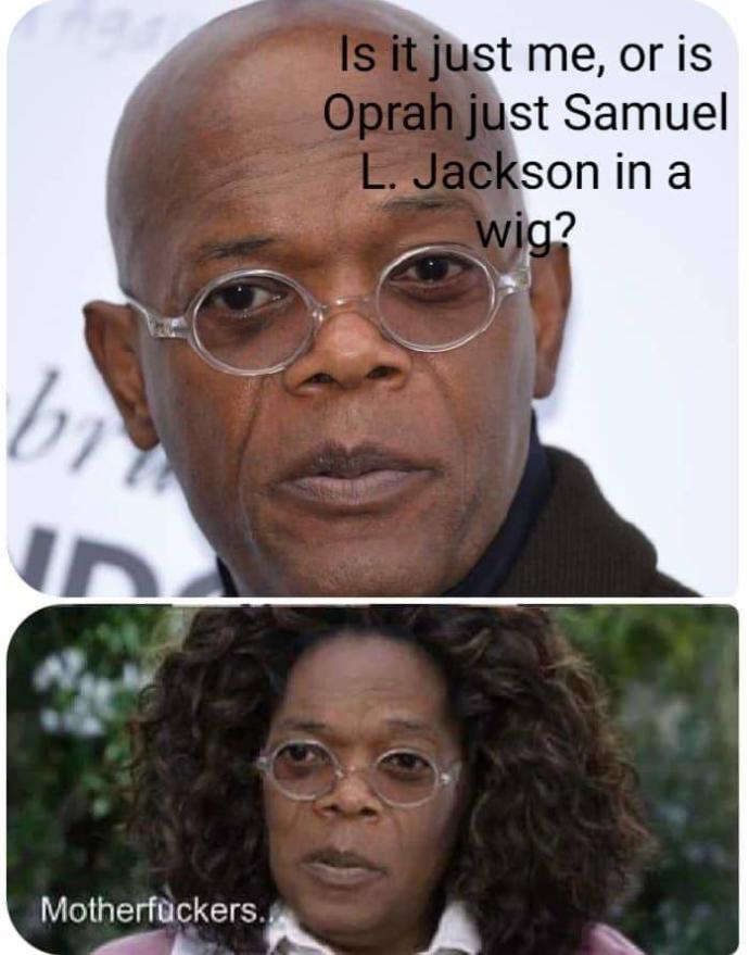 Oprah looks like Samuel Jackson in a wig. How do you feel about these alt-right making these racist claims?