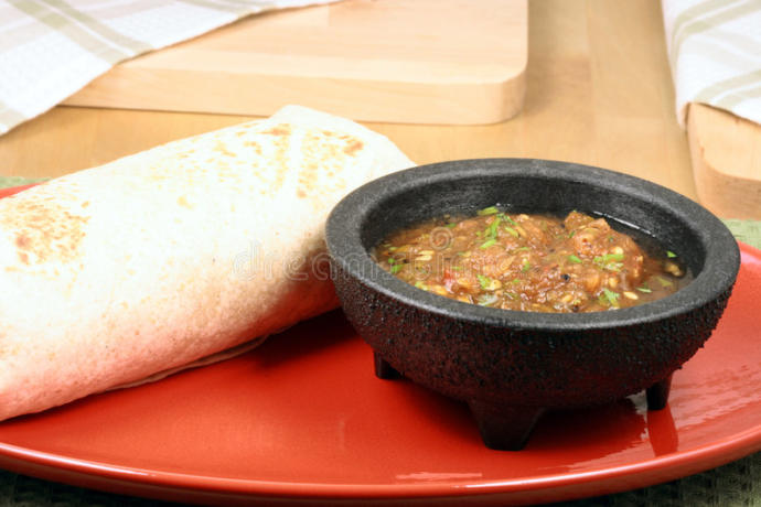 How do you apply your hot sauce on your burrito when eating? on each bite, in a dip or do you put it all on before you eat it?