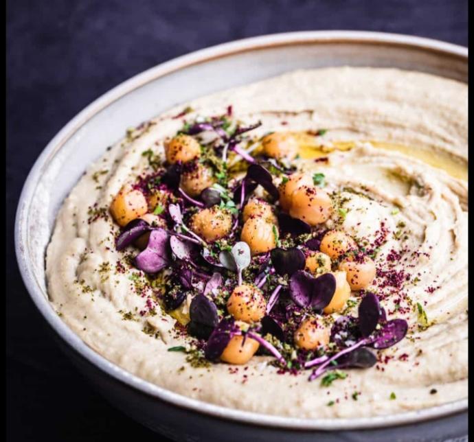 What is the Purple Colored Seasoning/Garnish Called on This Hummus?
