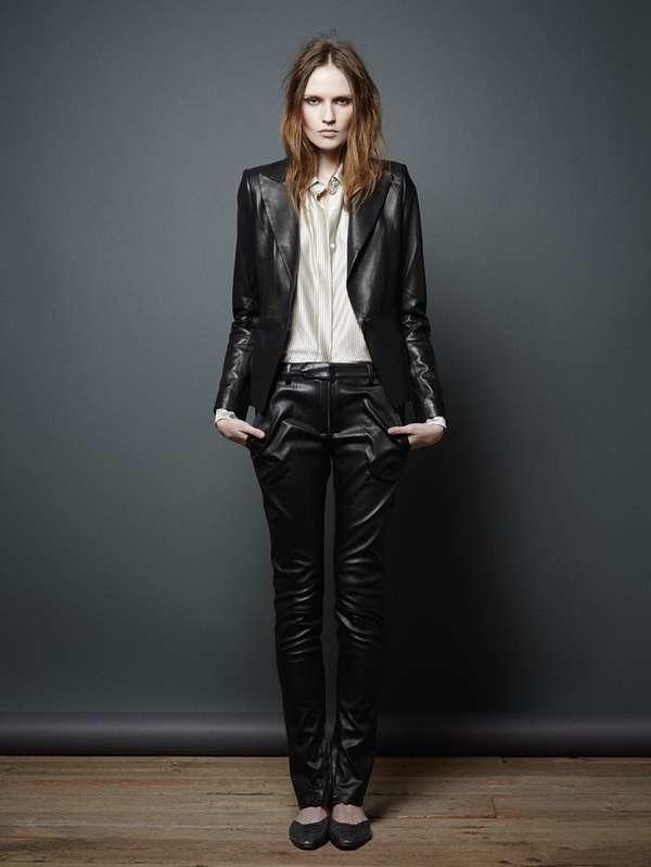 Do You Love The Business Suit With Leather Pants Or Leather Skirt Look?