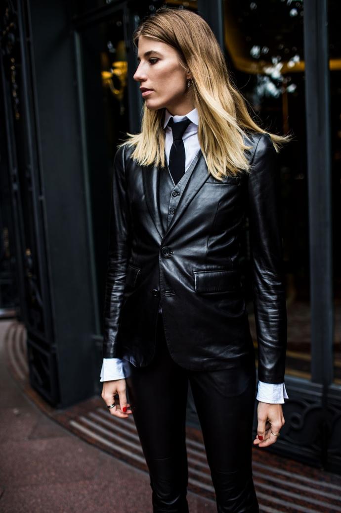 Do You Love The Business Suit With Leather Pants Or Leather Skirt Look?