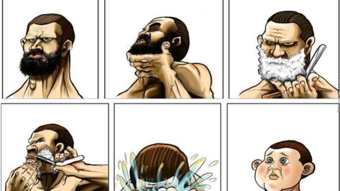 Where does shaving beard make an adult man look younger bullshit?