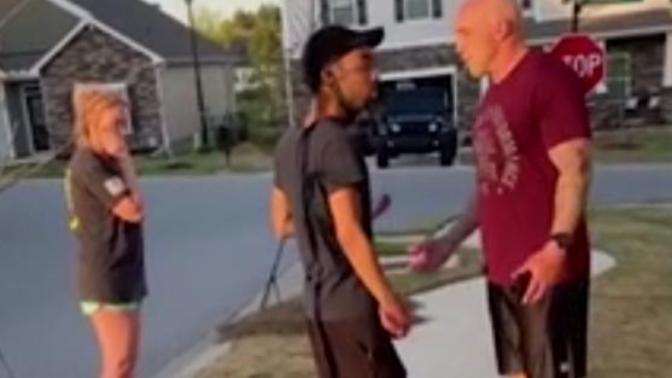 Anyone else confused and annoyed about the white army guy pushing black dude case?
