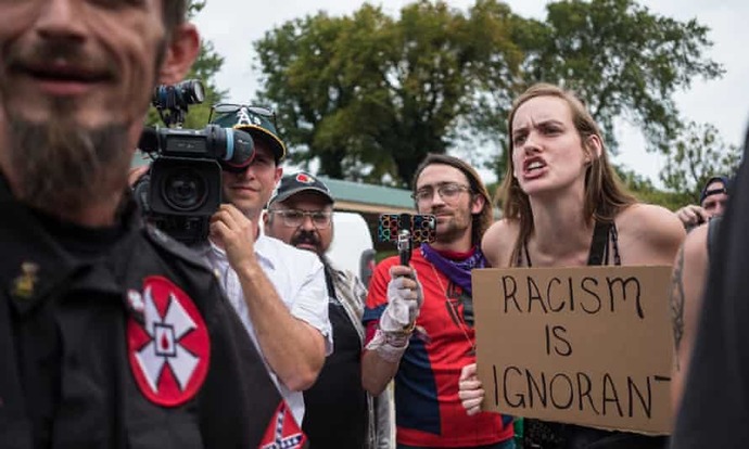 As another example, white people protesting against white people on racism... Source Guardian