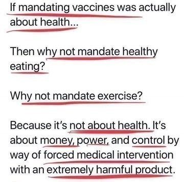 In your opinion why do you think people are being forced to get vaccinated even if they don’t want to 💉🤔?