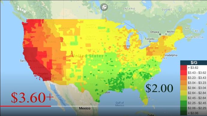 Do you think this Gas Prices map of the US is also an accurate representation of quality of life in the country as well?