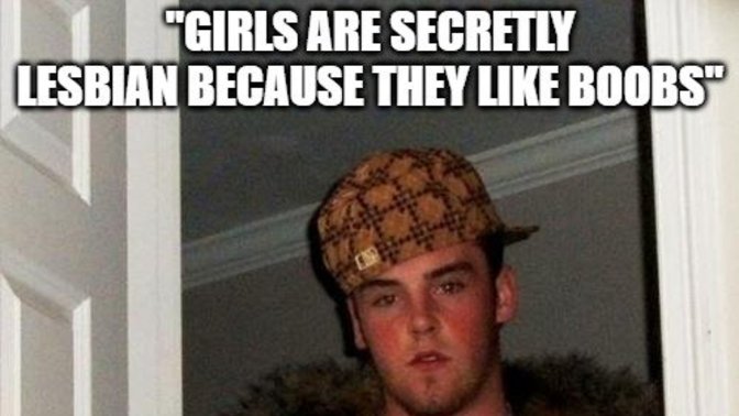 Girls, does this meme sum up guys who claim all girls are "secretly lesbian" for appreciating the beauty of other women?