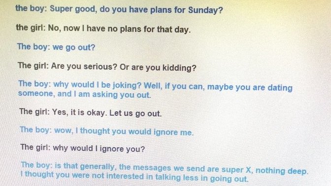 Girls and guys? Really need your opinions? Is he interested or just joking?😟😢?