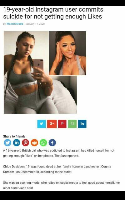 Instagram user commits suicide for not getting enough Likes. Opinions?