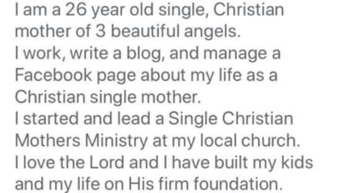 Will you marry a religious Christian single mom who accepted Jesus Christ? Or is been a single mom too much for religious men to handle?