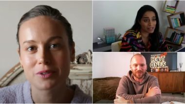 Brie Larson, Lilly Singh, and some unnamed soy boy.