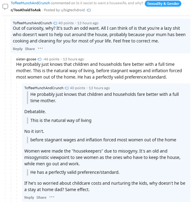 Do you think its reasonable for a man to look for a housewife? Unless hes a handsome billionaire who can provide a good life for his wife & kids?