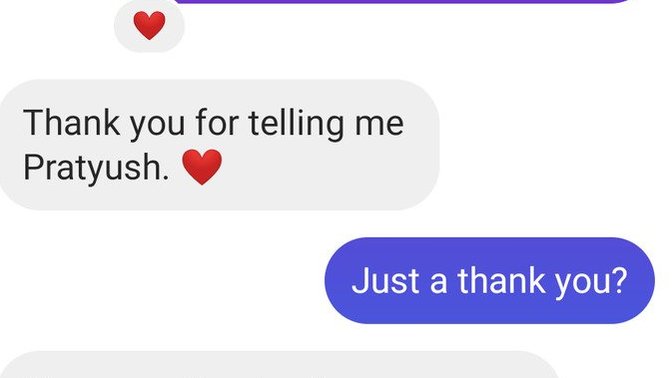 I said to my online American friend that I've feelings for her, she said its hard to fall in love in internet & after 1 month I said again & got this?