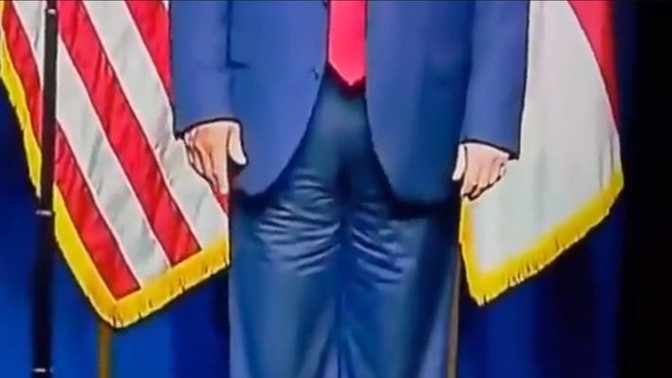 Are Trump's pants on backwards or is he wearing a diaper?