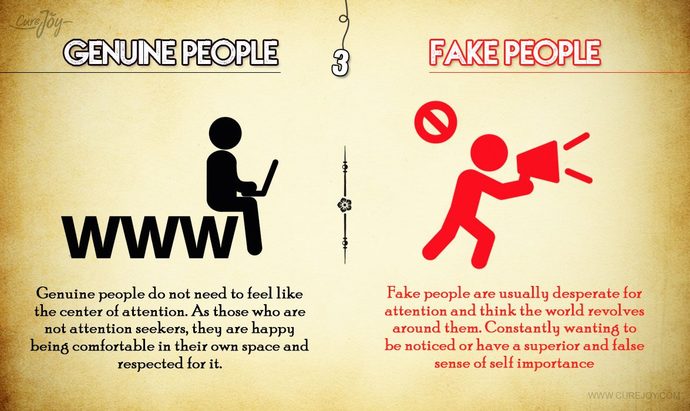What cues or signs might make you wonder if a person is being sincere and genuine with who they are? can you tell if theyre a phony?
