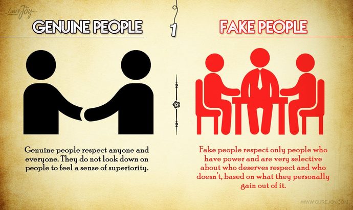 What cues or signs might make you wonder if a person is being sincere and genuine with who they are? can you tell if theyre a phony?