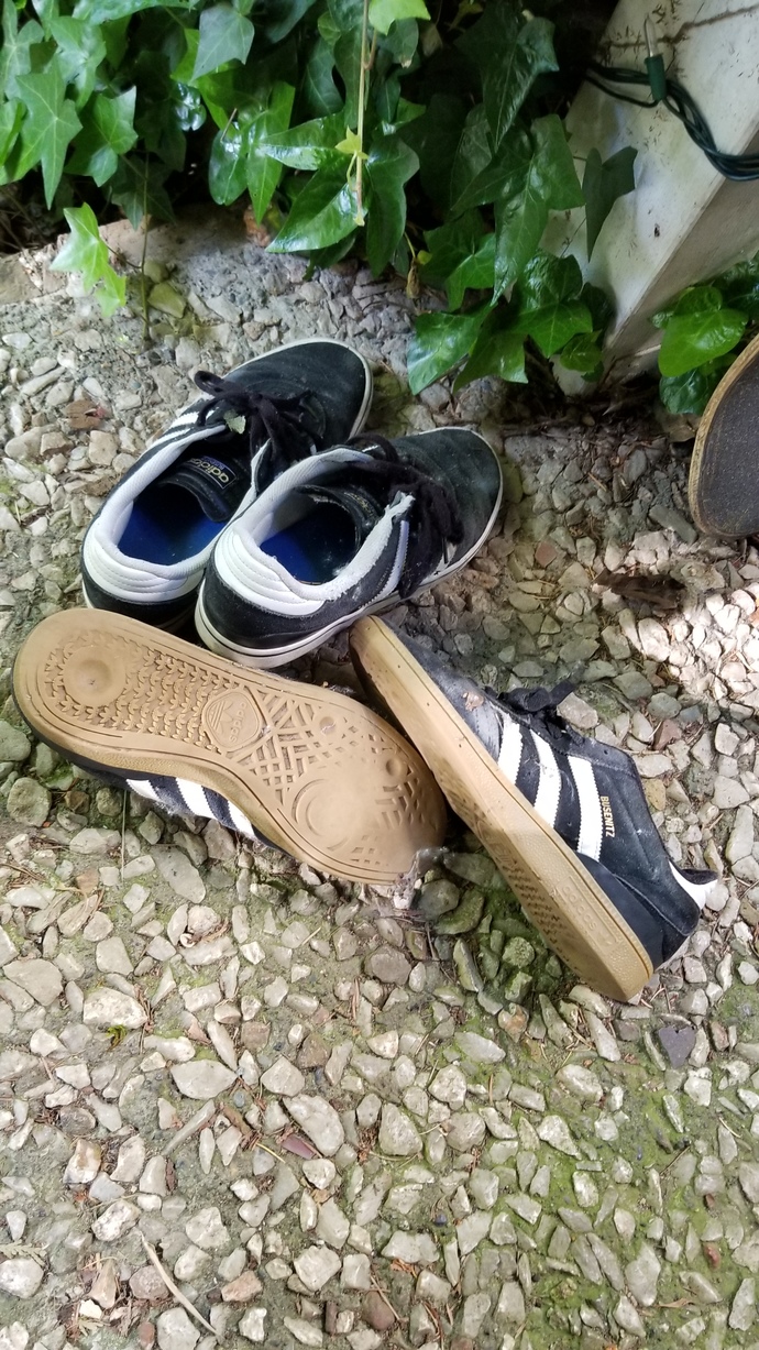 Old pairs that are worn out from skating