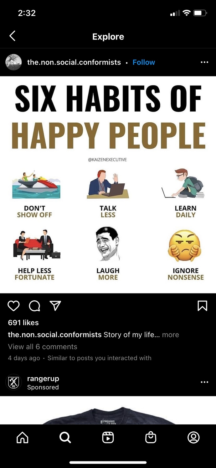 “Six habits of happy people.” Do you agree?