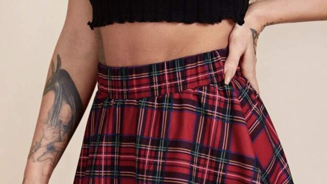Guys, Do you like the red dress or the plaid skirt more?