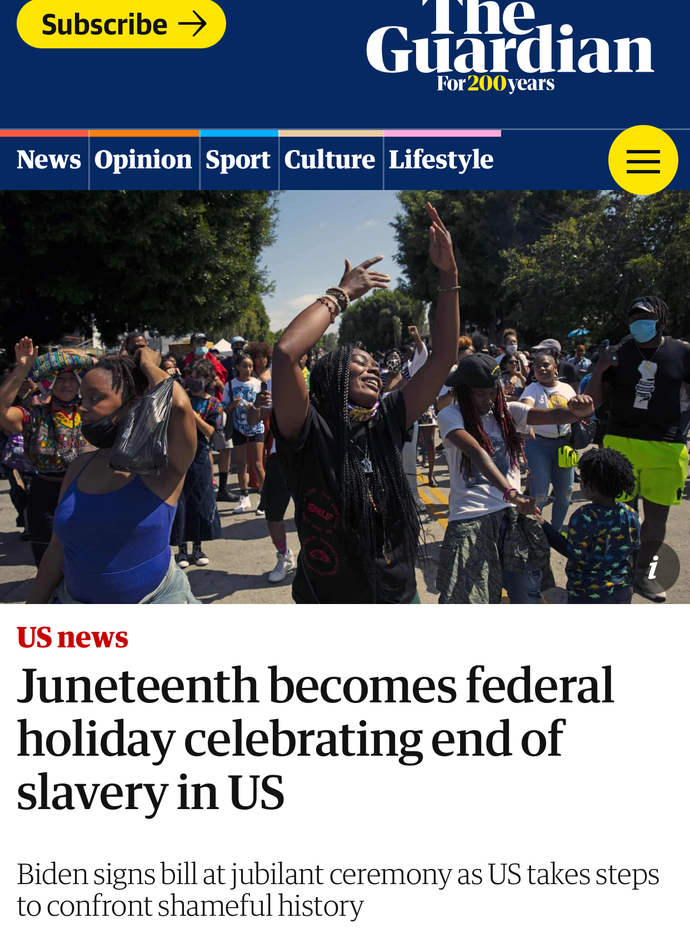 Are you happy Juneteenth is finally a holiday for black people now?