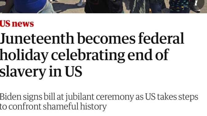 Are you happy Juneteenth is finally a holiday for black people now?
